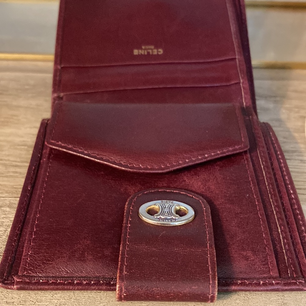 Authentic CELINE Vintage Burgundy Leather Bifold - Picture 8 of 11